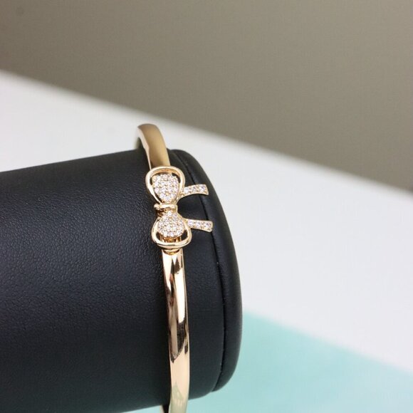 Rose Gold Bangle with Bow Knot Design & Micro Zircon Detailing, XPBL0426 - Picture 6 of 12